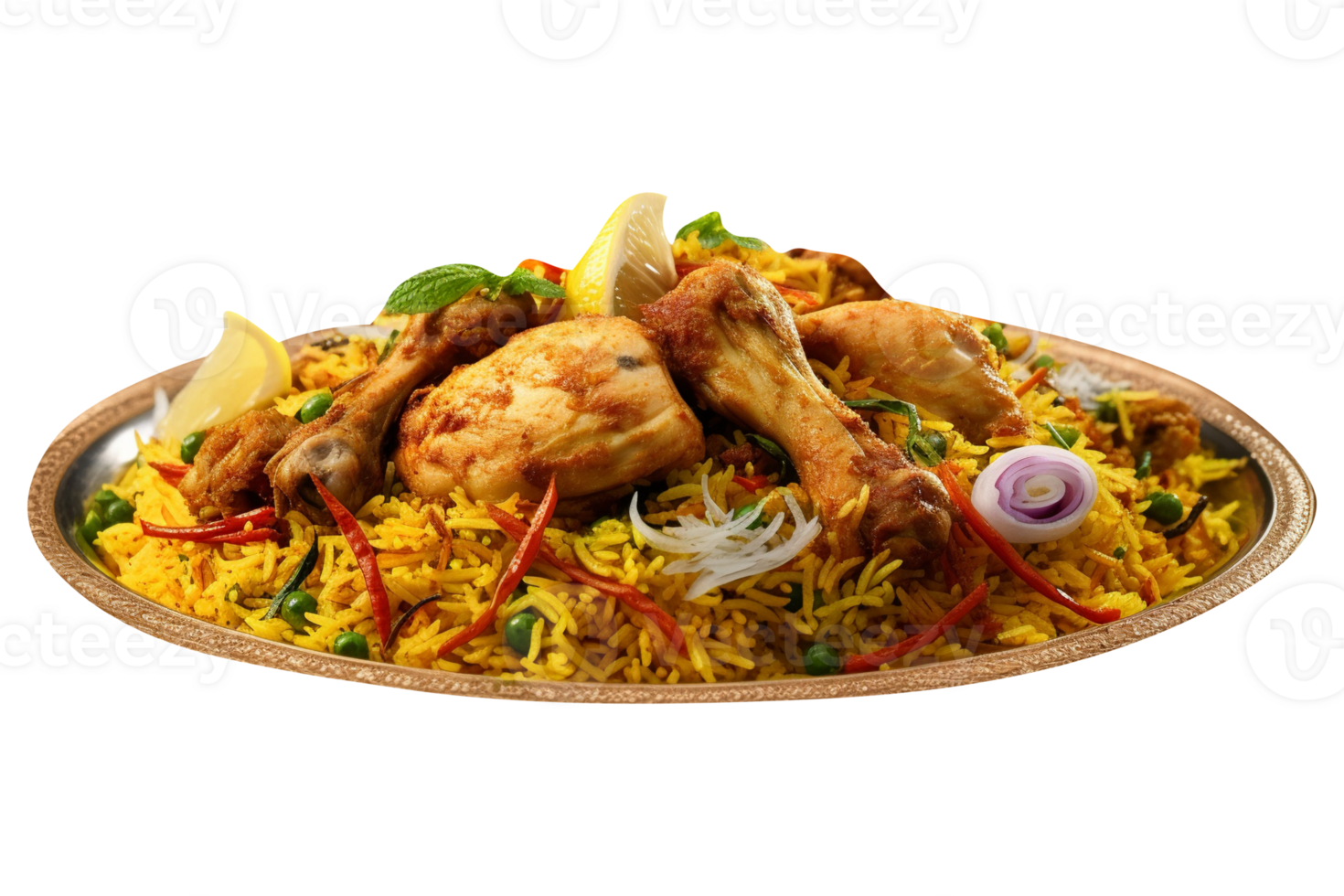 Delicious chicken biryani isolated on transparent background png