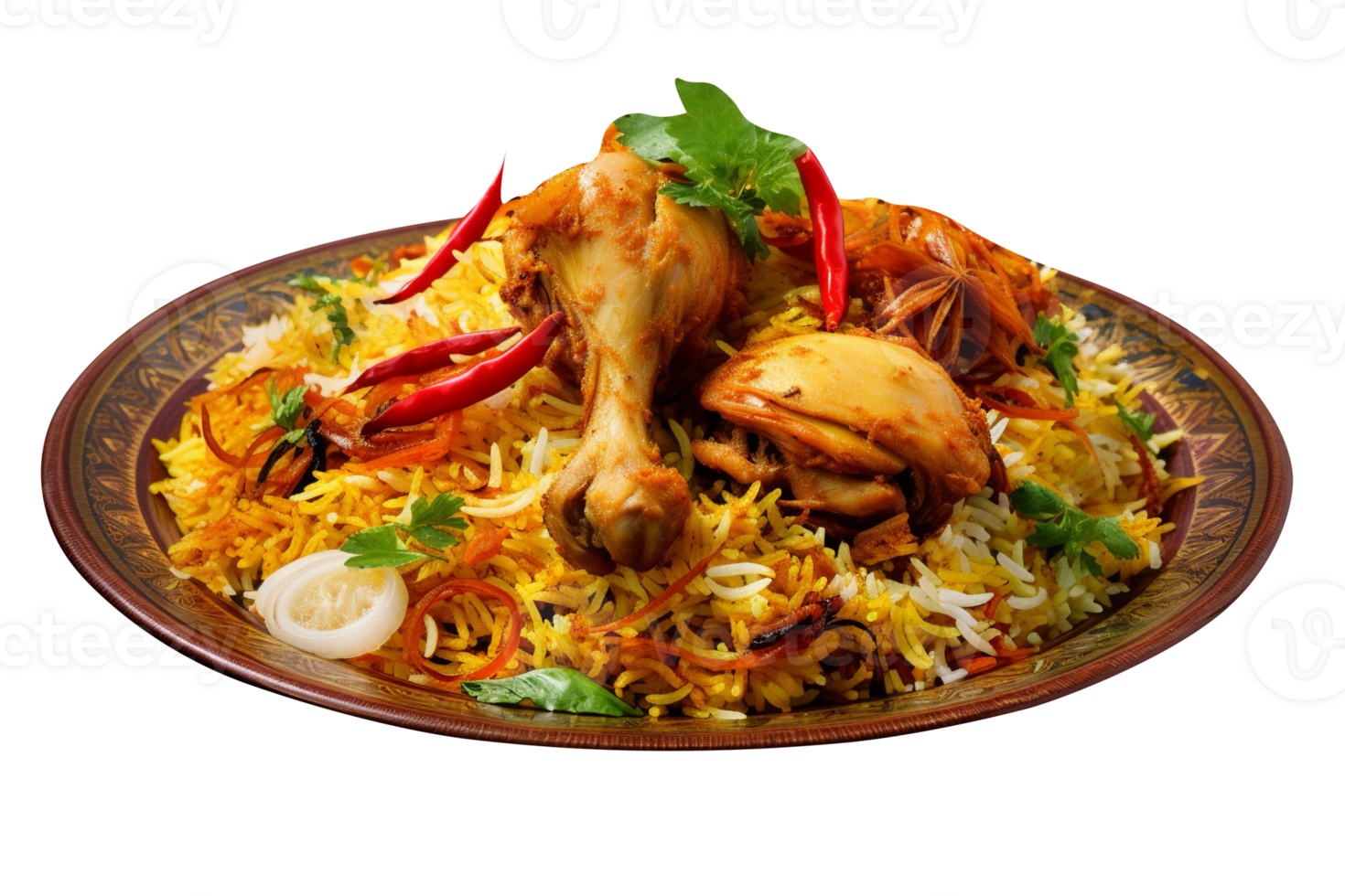 Delicious chicken biryani isolated on transparent background png