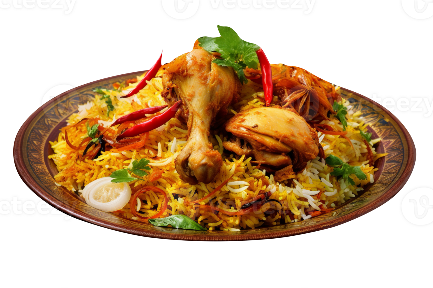 delicioso pollo Biryani aislado en transparente antecedentes png