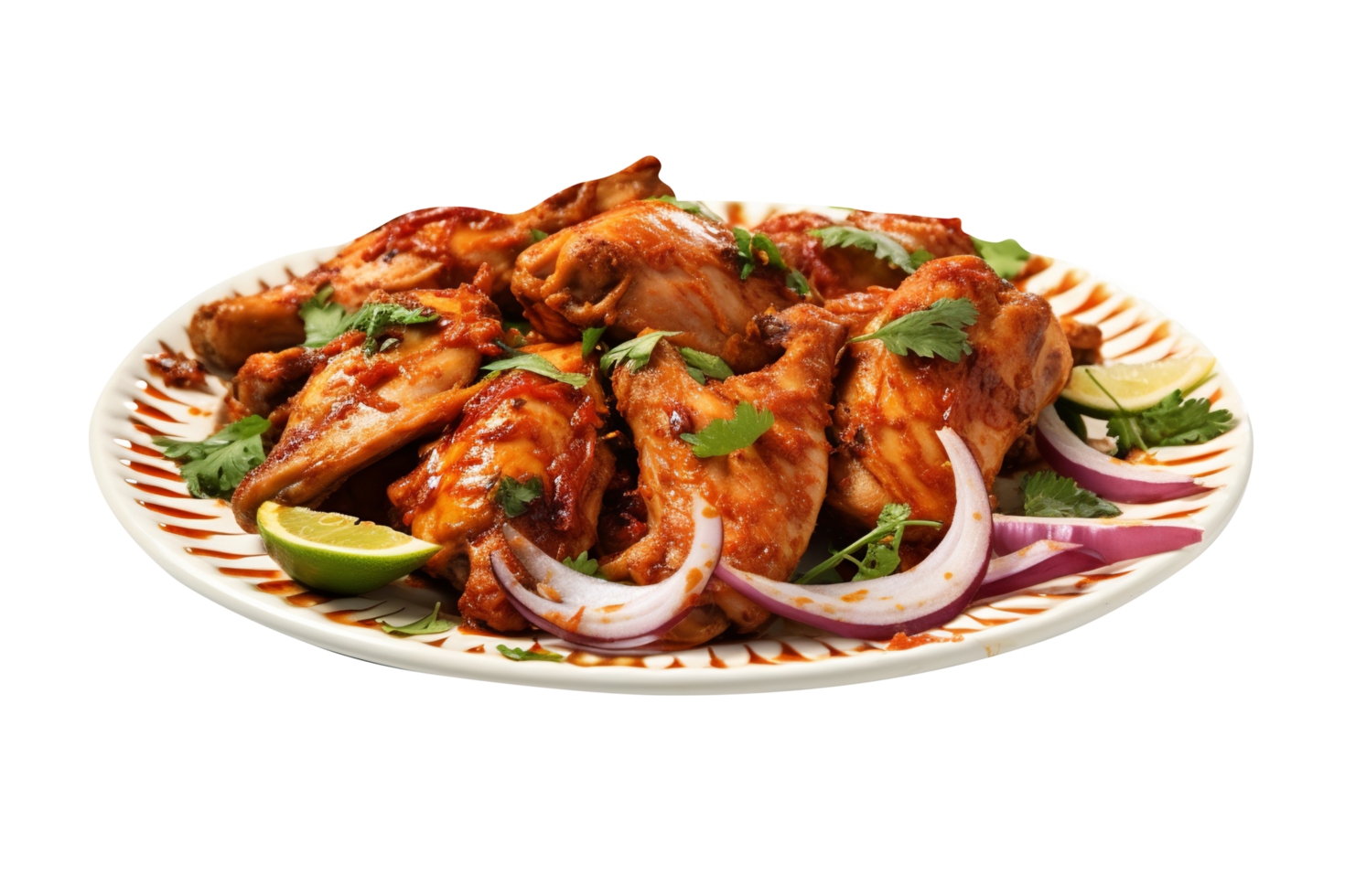 Tasty chicken tandoori isolated on png background