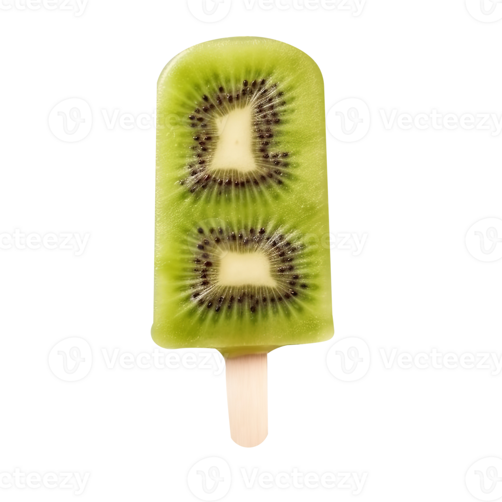 Tasty kiwi popsicle isolated on transparent background png