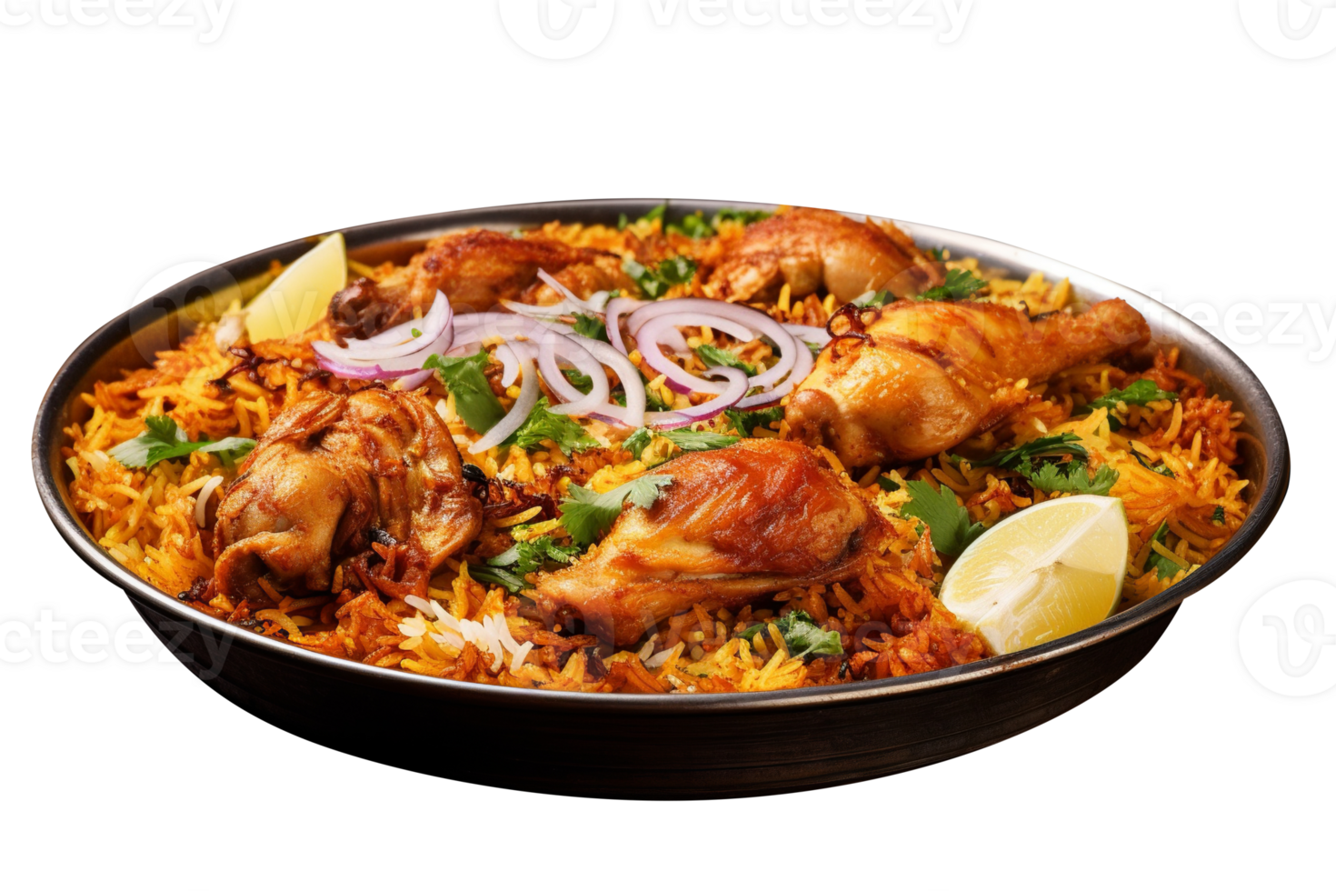 Delicious chicken biryani isolated on transparent background png