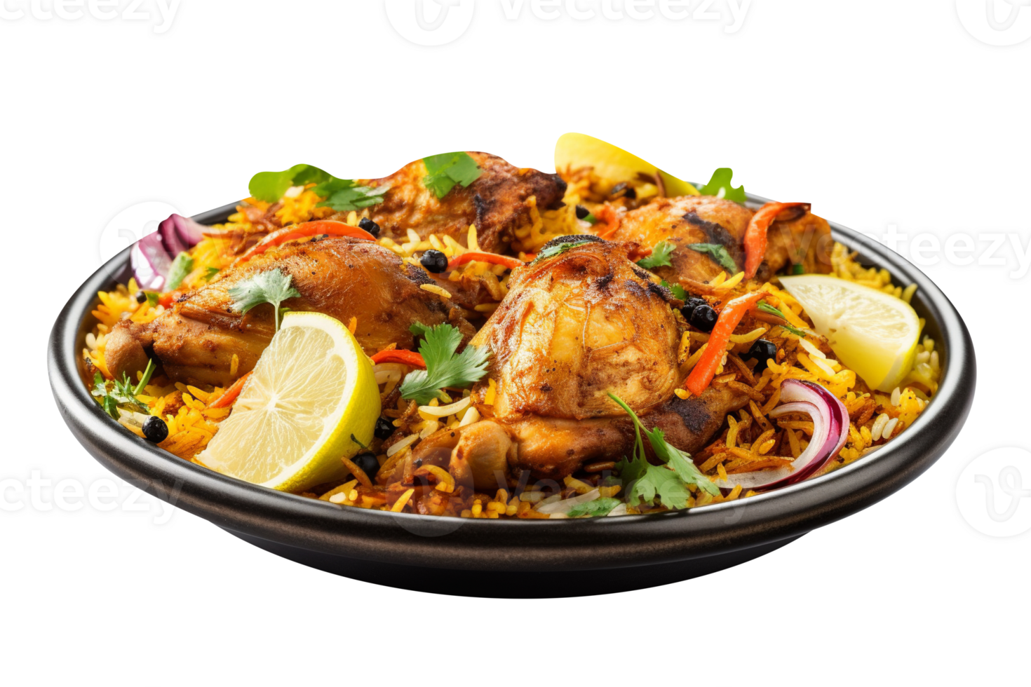 Delicious chicken biryani isolated on transparent background png