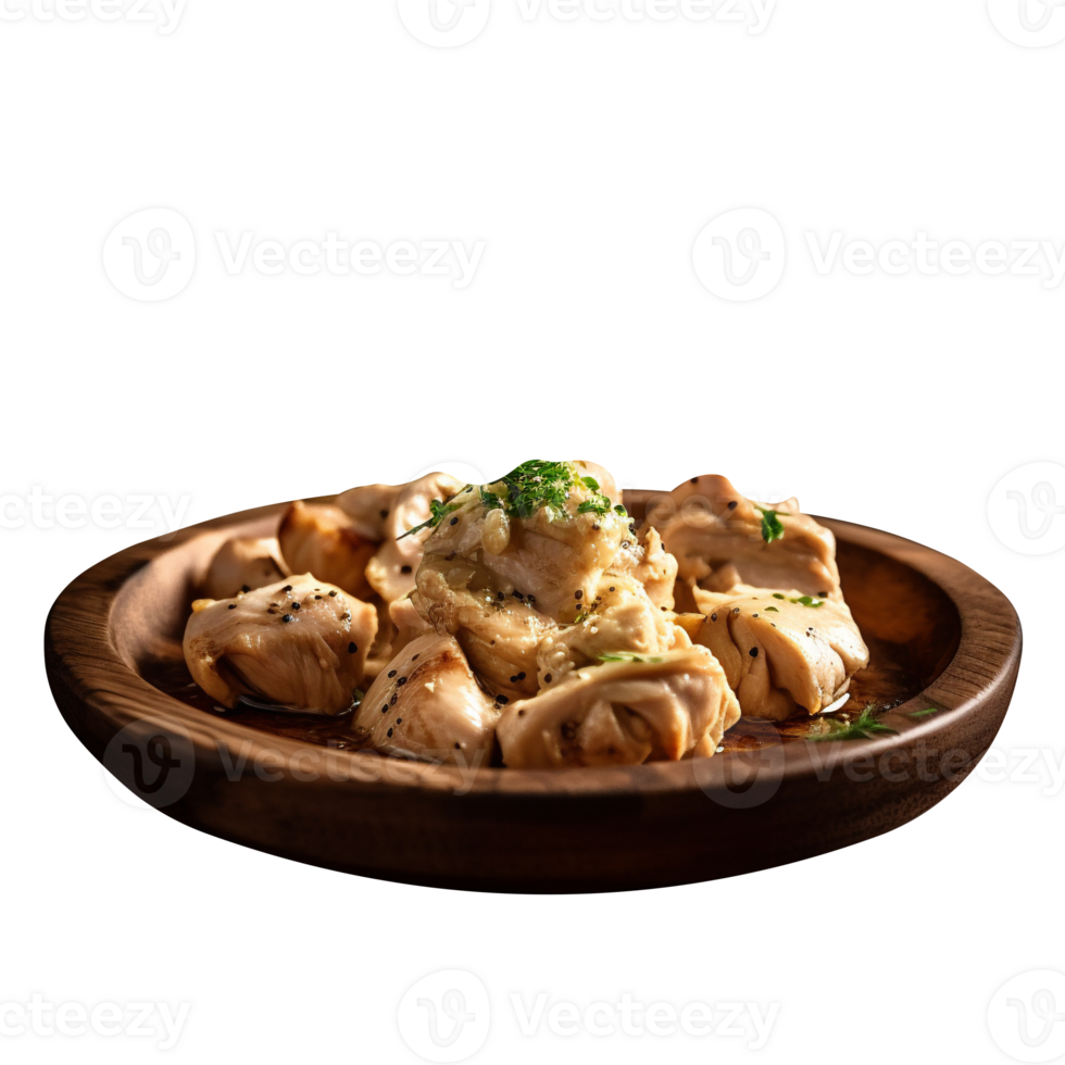 Tasty salty steamed chiken isolated on transparent background png