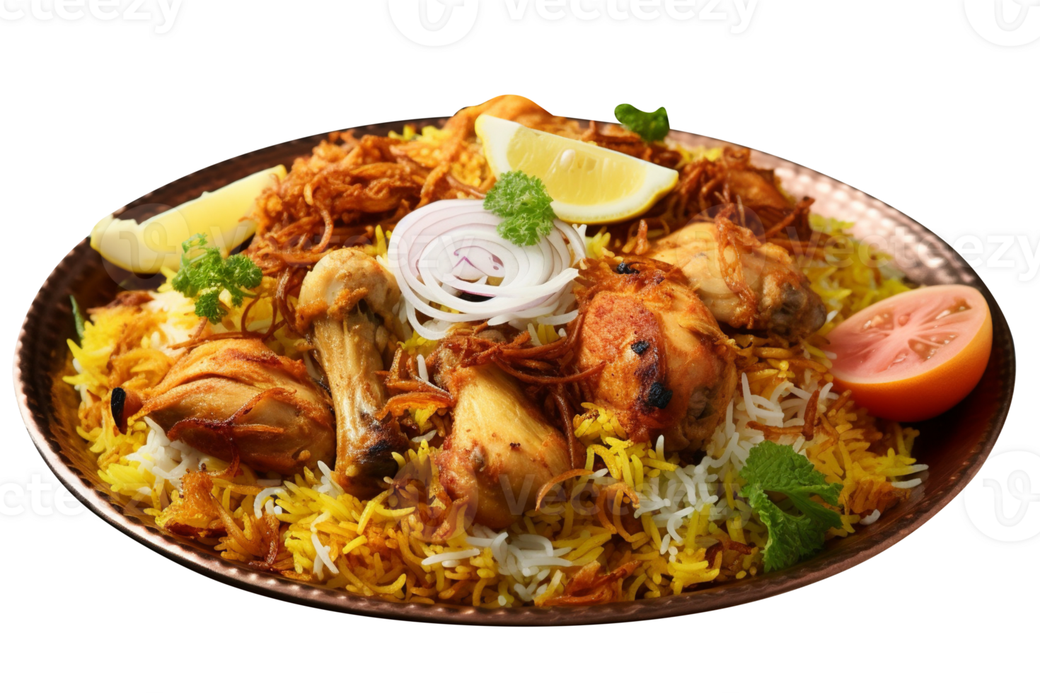 Delicious chicken biryani isolated on transparent background png
