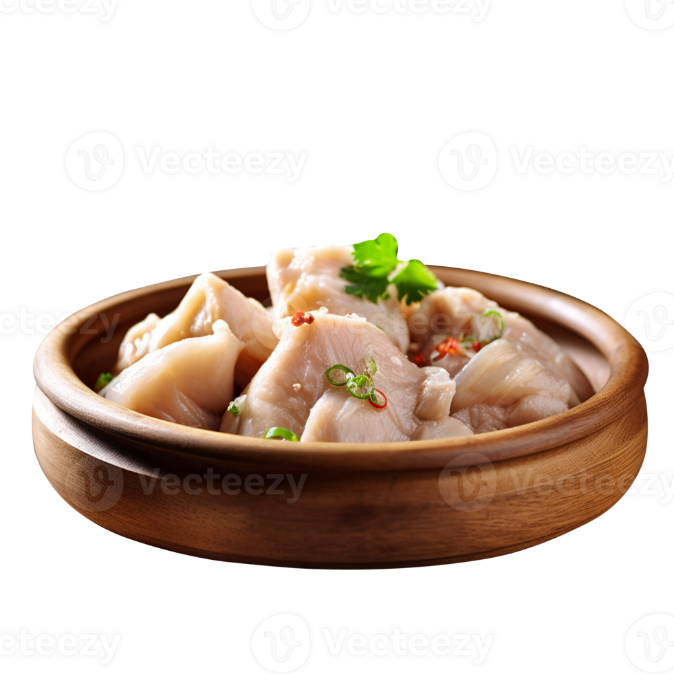 Tasty salty steamed chiken isolated on transparent background png
