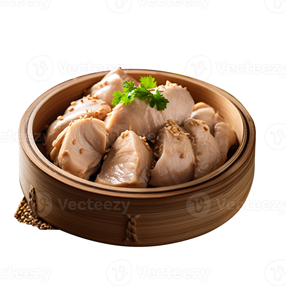 Tasty salty steamed chiken isolated on transparent background png