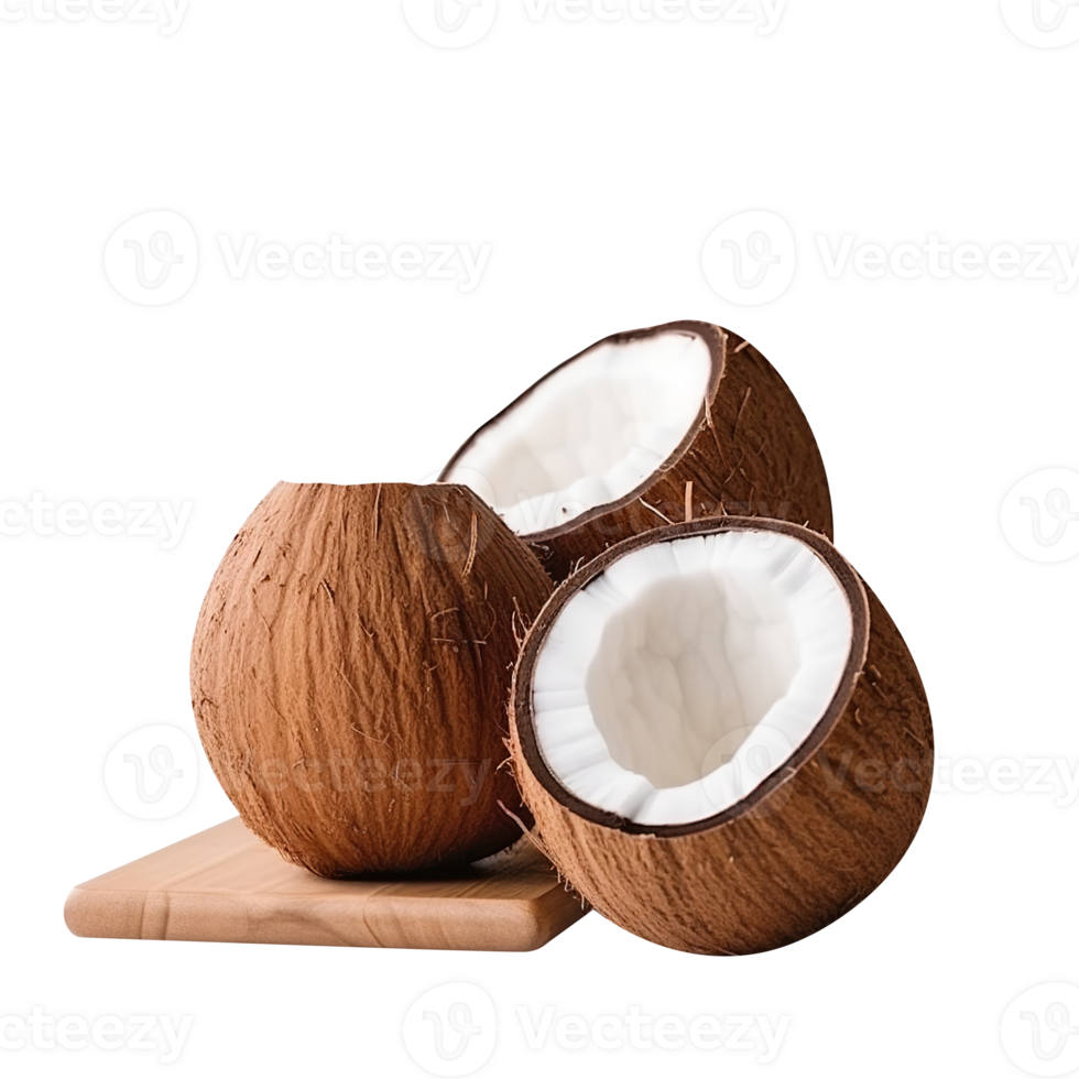 cassé noix de coco sur une transparent Contexte png