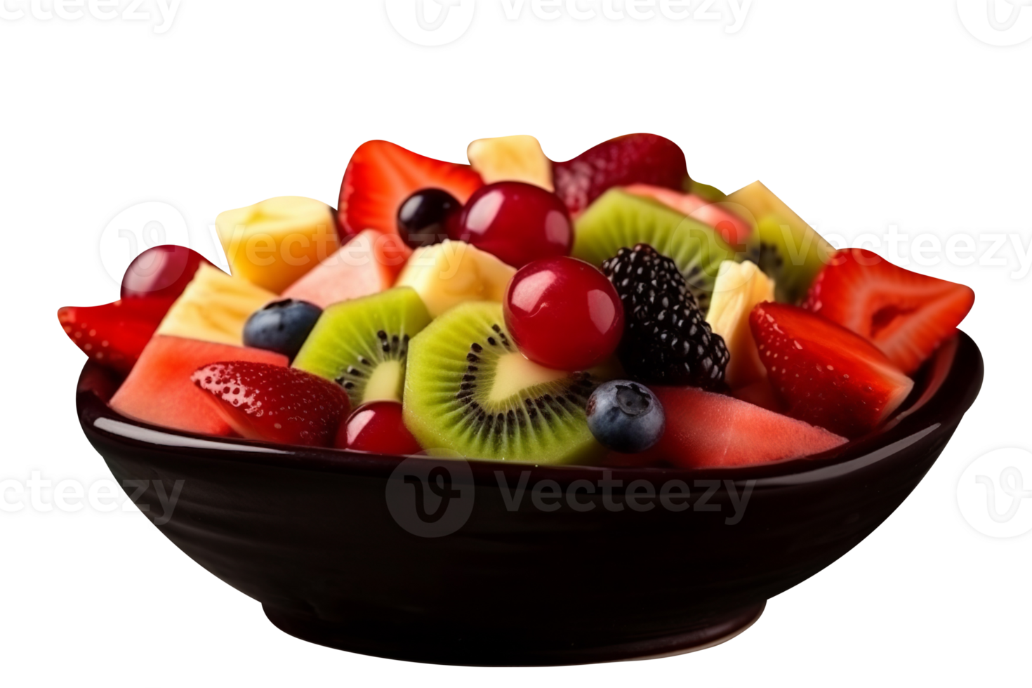 Fresh tasty mix fruit salad isolated on transparent background png