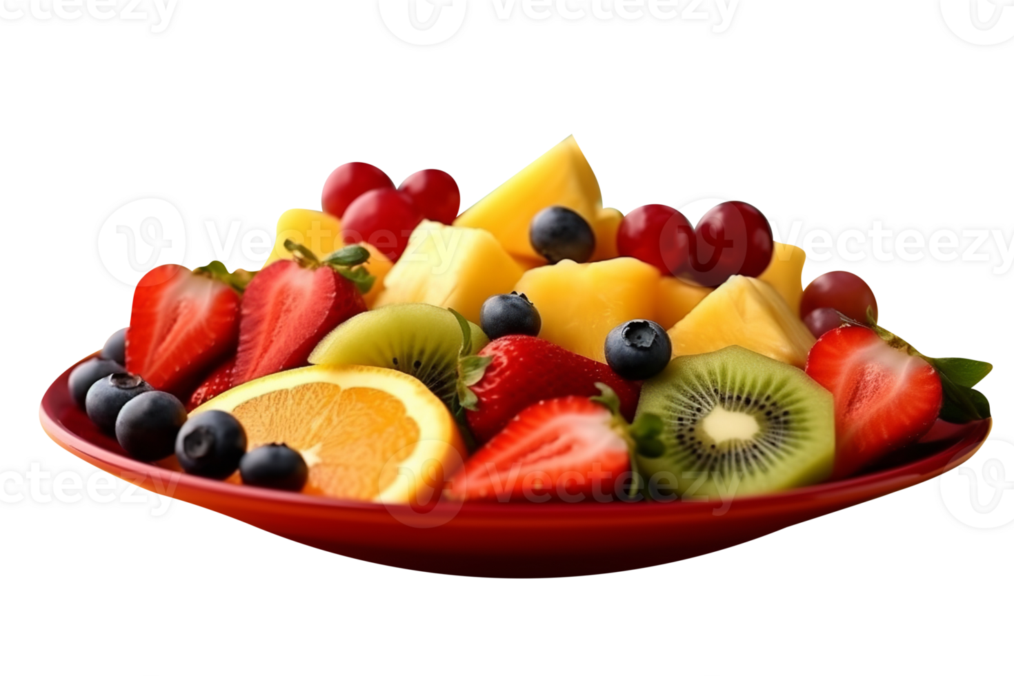 Fresh tasty mix fruit salad isolated on transparent background png