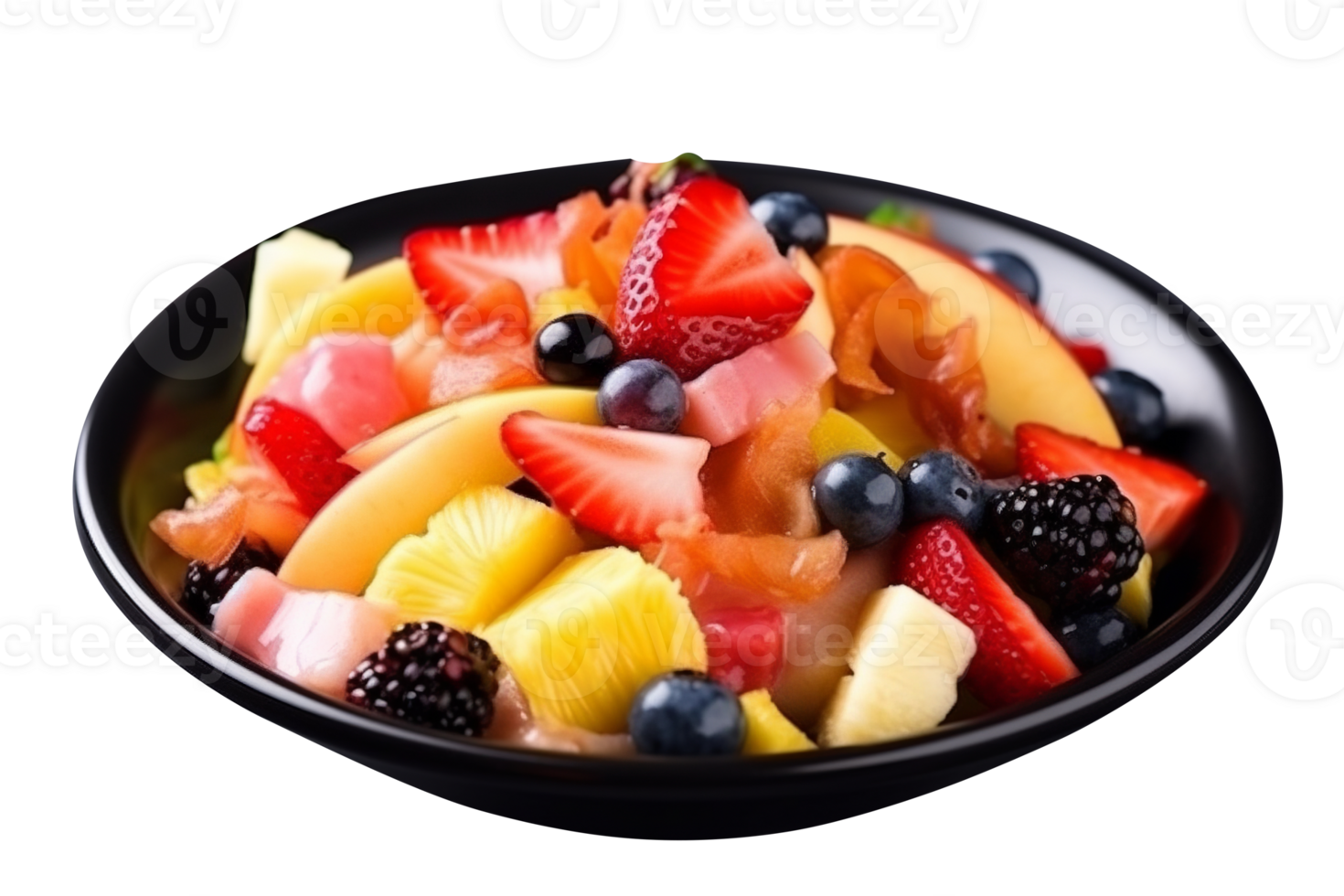 Fresh tasty mix fruit salad isolated on transparent background png