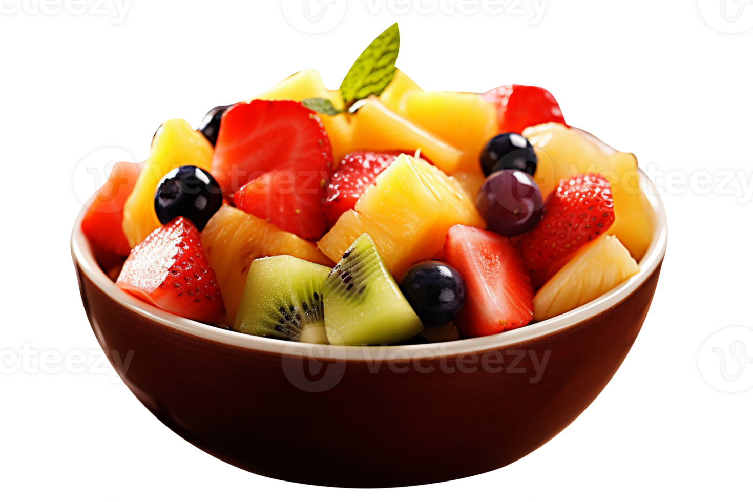 Fresh tasty mix fruit salad isolated on transparent background png