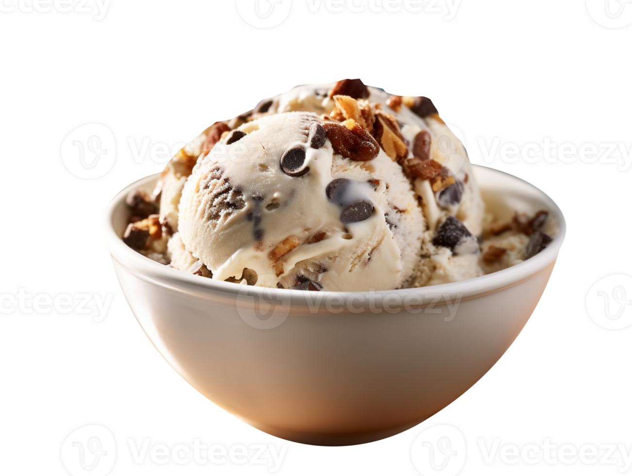 Tasty chocolate chip ice cream isolated on transparent background png