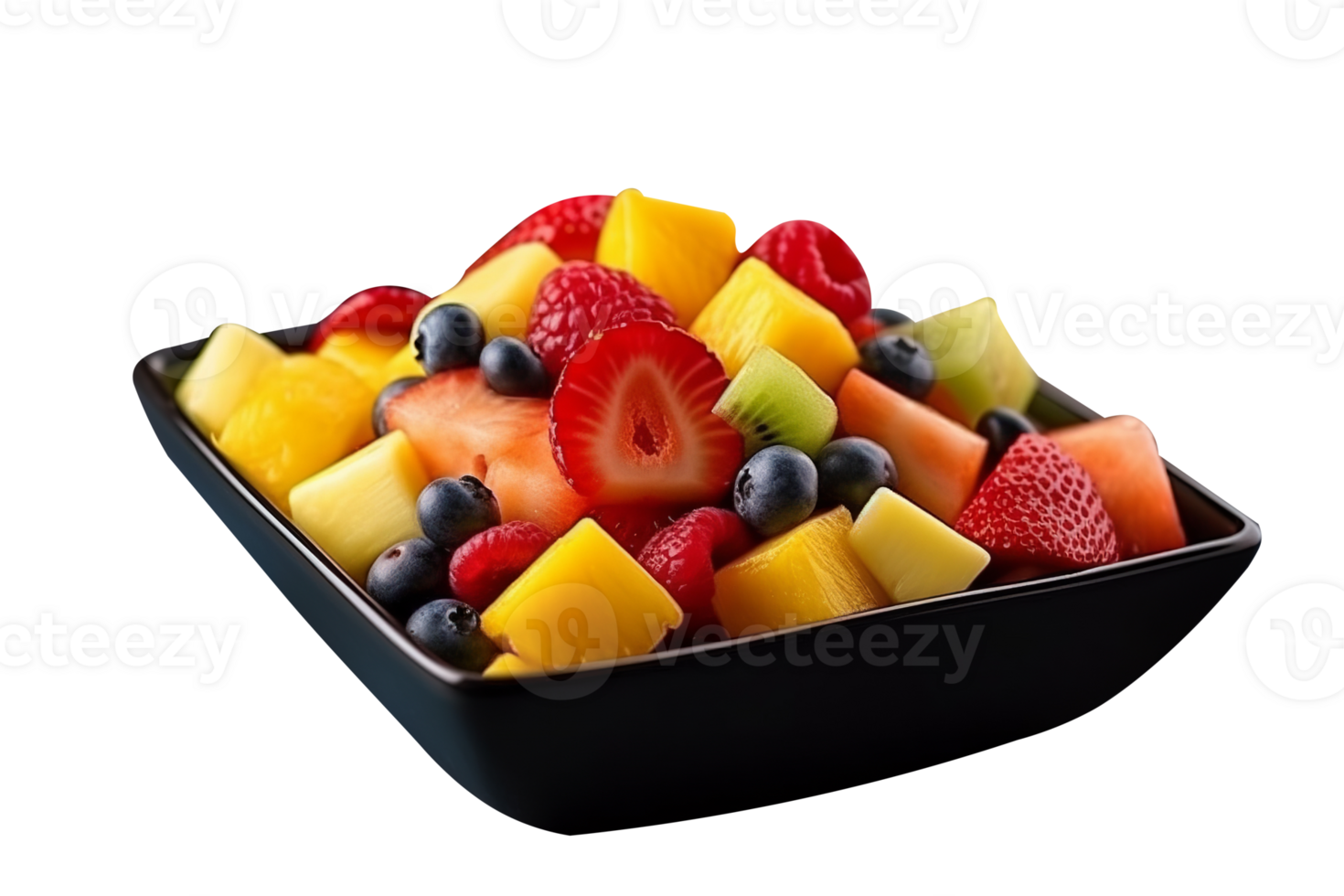 Fresh tasty mix fruit salad isolated on transparent background png