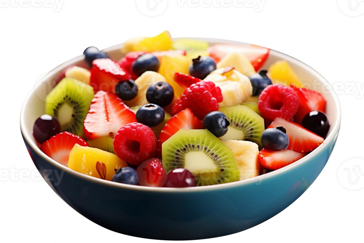 Fresh tasty mix fruit salad isolated on transparent background png