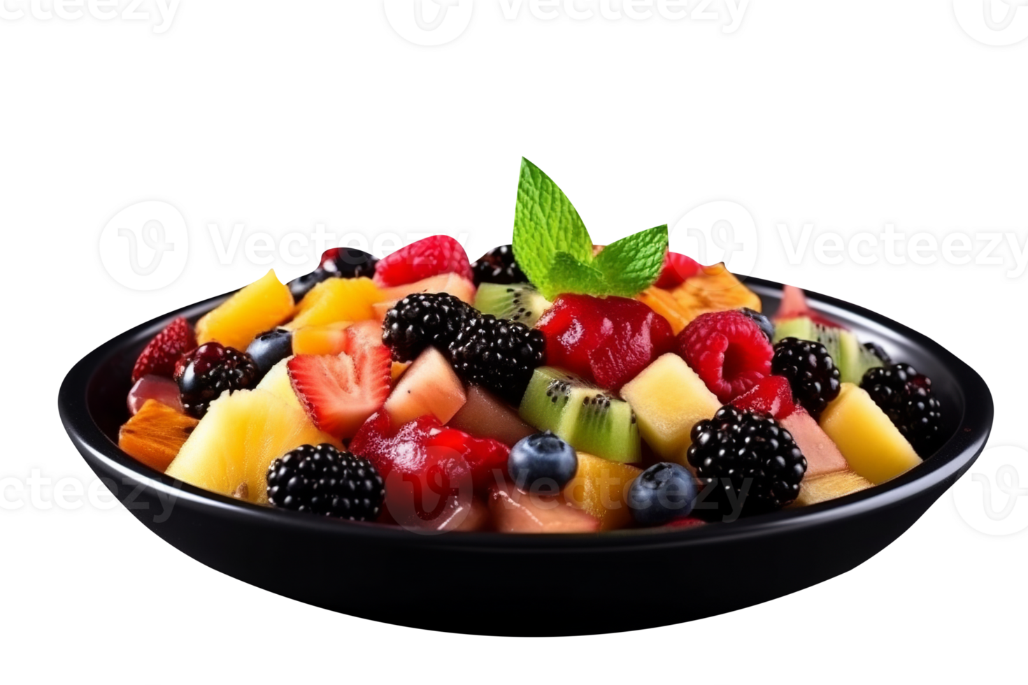 Fresh tasty mix fruit salad isolated on transparent background png