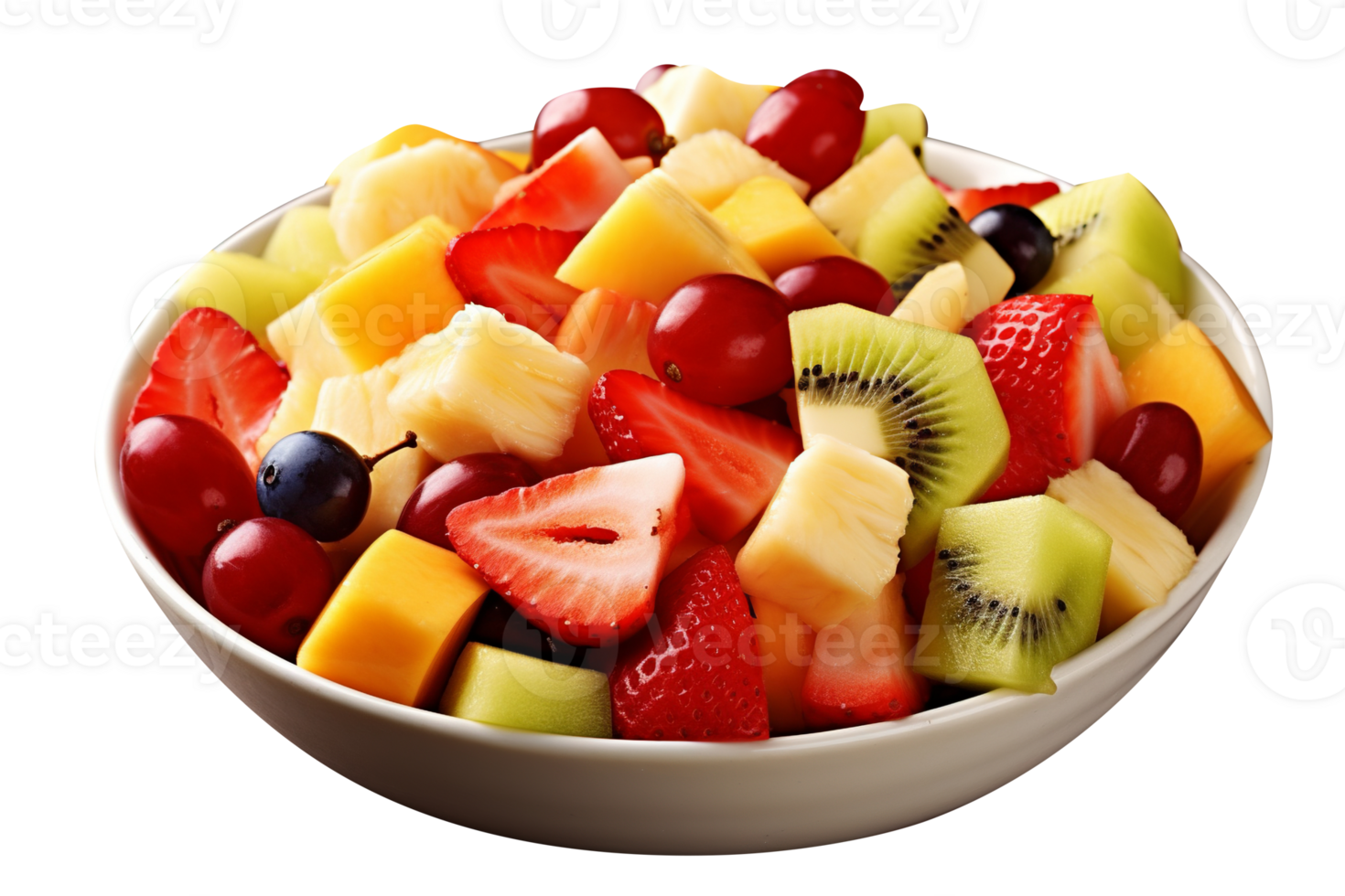 Fresh tasty mix fruit salad isolated on transparent background png