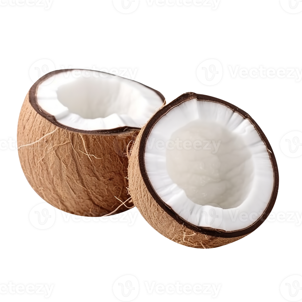 broken coconuts on a transparent background png