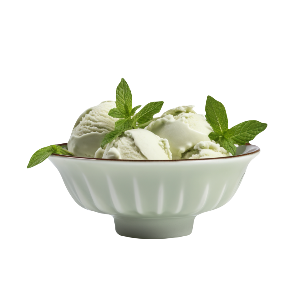 Yummy peppermint ice cream isolated on transparent background png