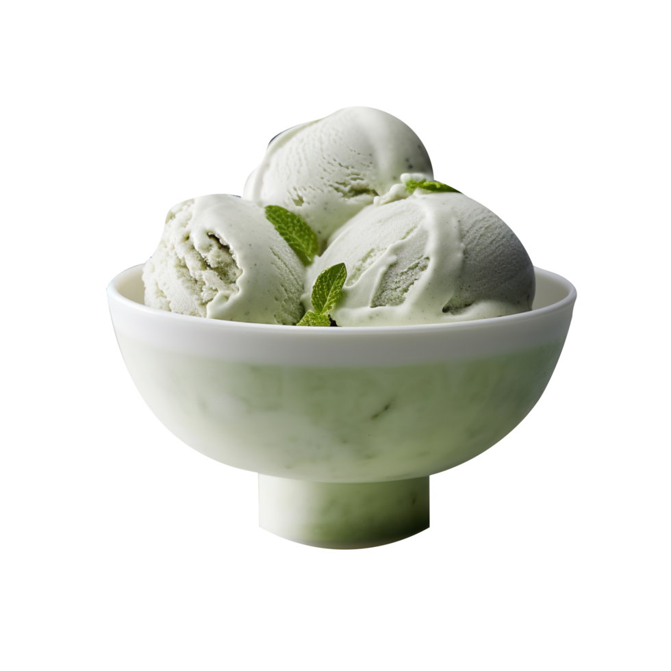 Yummy peppermint ice cream isolated on transparent background png