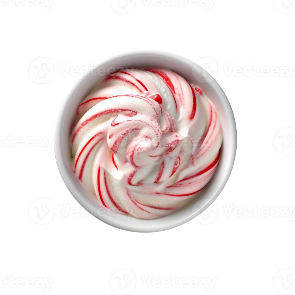 Yummy red peppermint ice cream isolated on transparent background png