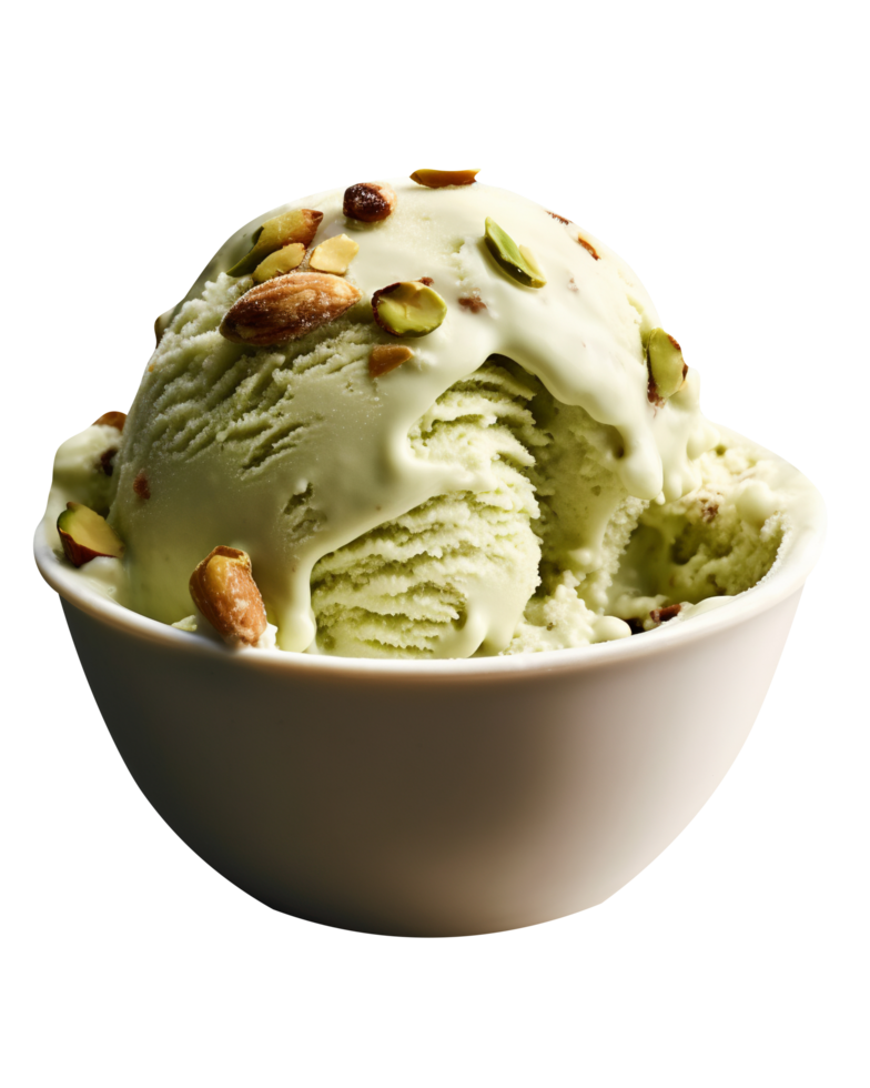 Tasty pistachio ice cream isolated on transparent background png