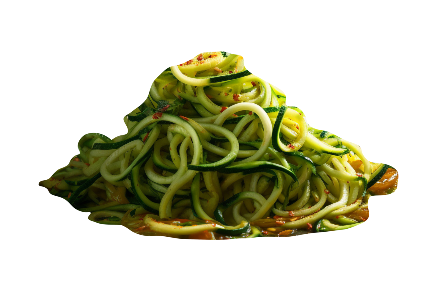 Zucchini noodles in a bowl on a dark background png