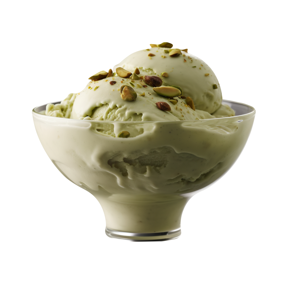 Tasty pistachio ice cream isolated on transparent background png