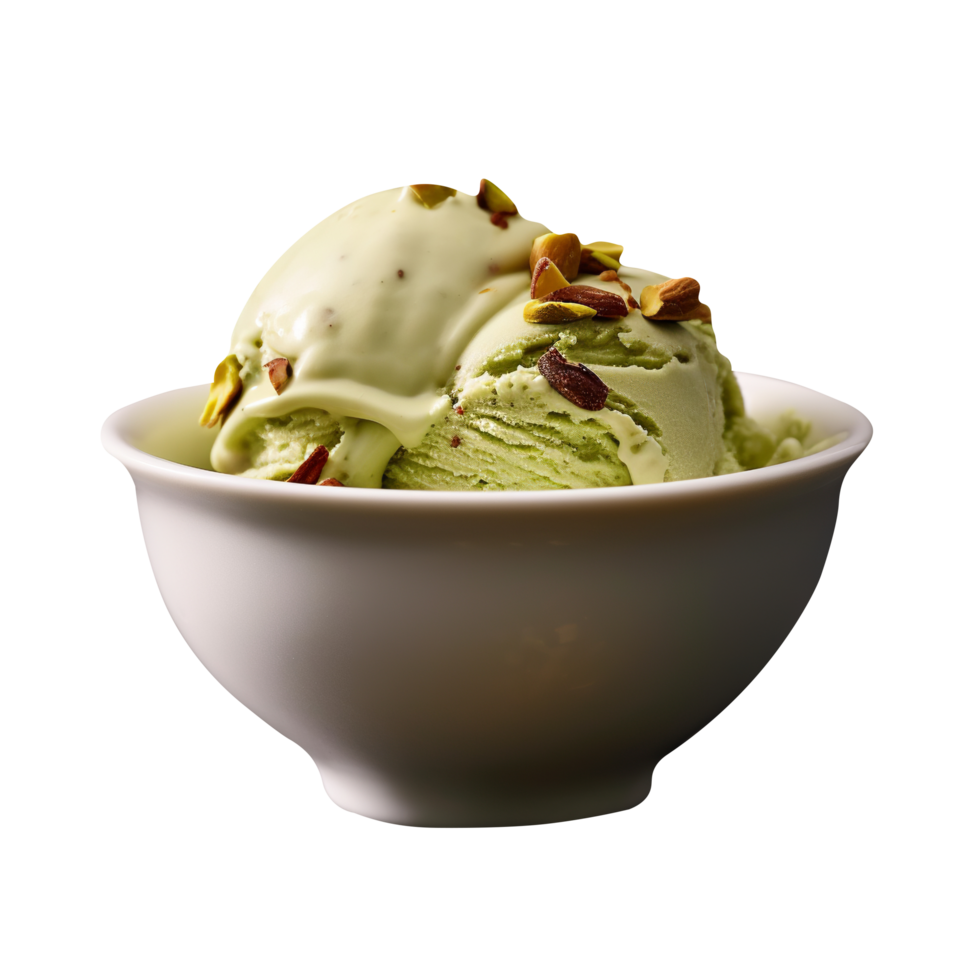 Tasty pistachio ice cream isolated on transparent background png