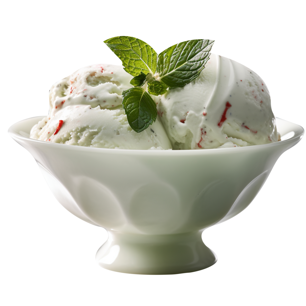 Yummy peppermint ice cream isolated on transparent background png