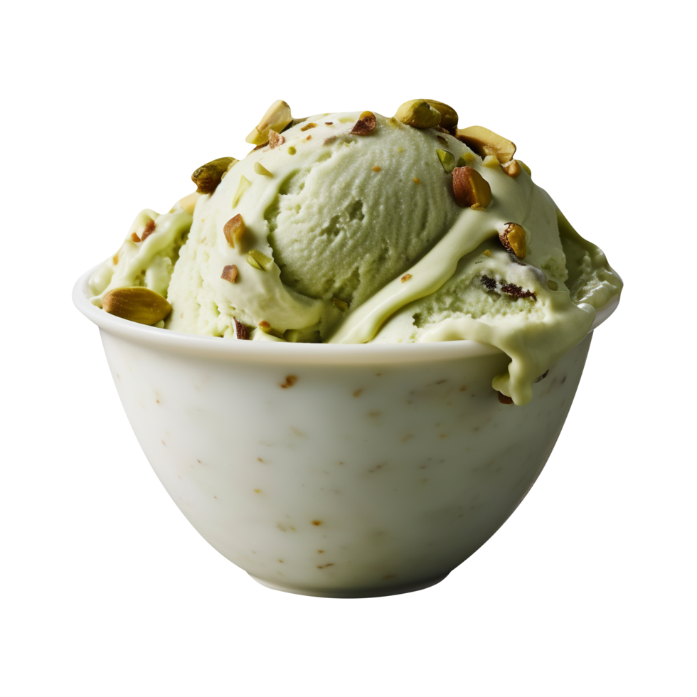 Tasty pistachio ice cream isolated on transparent background png