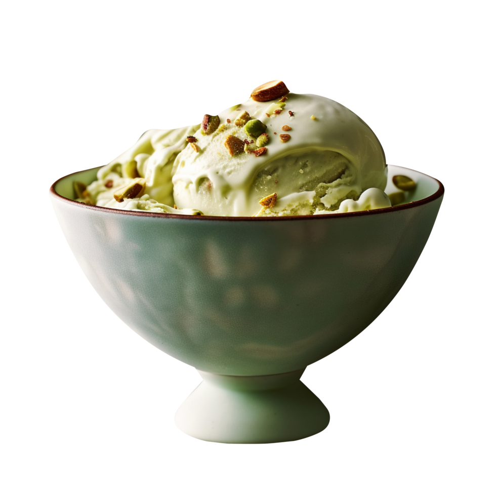 Tasty pistachio ice cream isolated on transparent background png