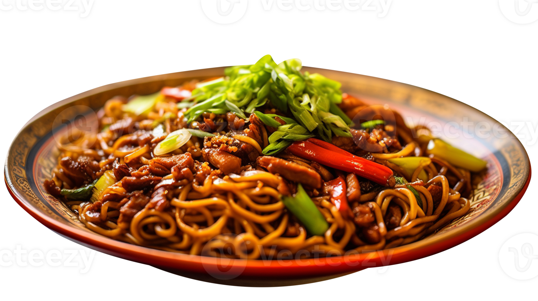 Tasty fried noodles on transparent background png