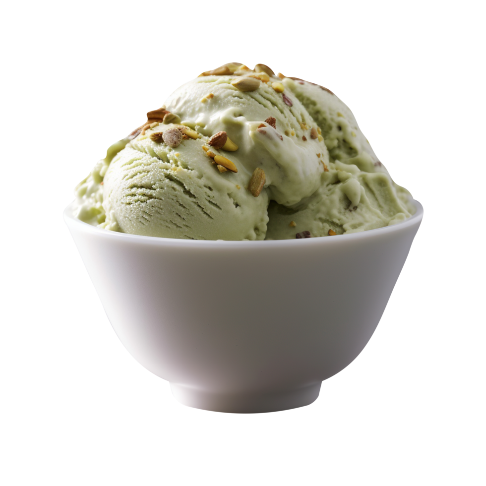 Tasty pistachio ice cream isolated on transparent background png