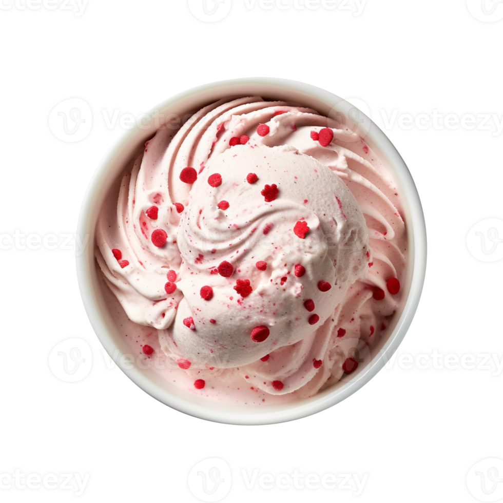 Yummy red peppermint ice cream isolated on transparent background png