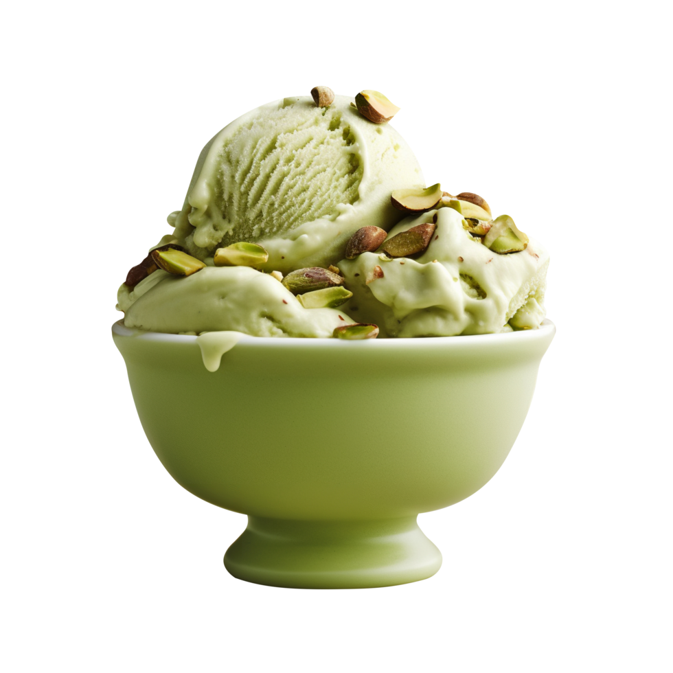 Tasty pistachio ice cream isolated on transparent background png