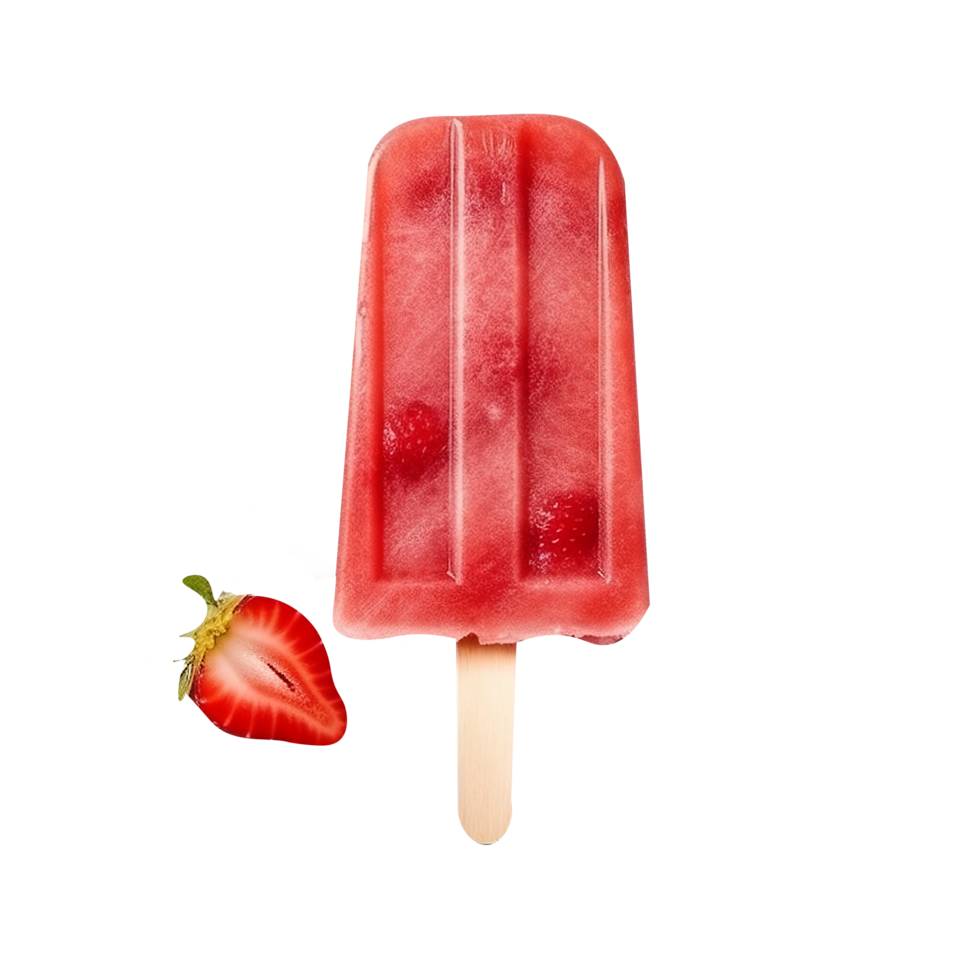 Tasty strawberry popsicle isolated on transparent background png