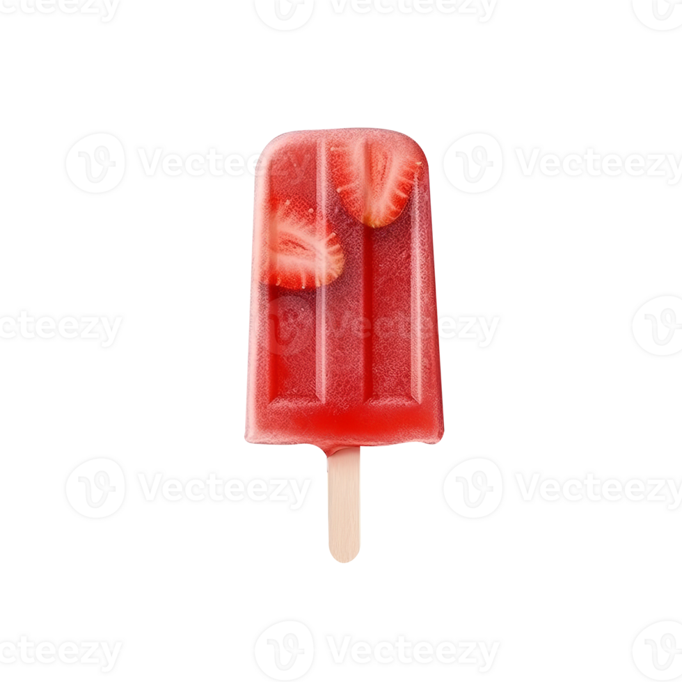 Tasty strawberry popsicle isolated on transparent background png