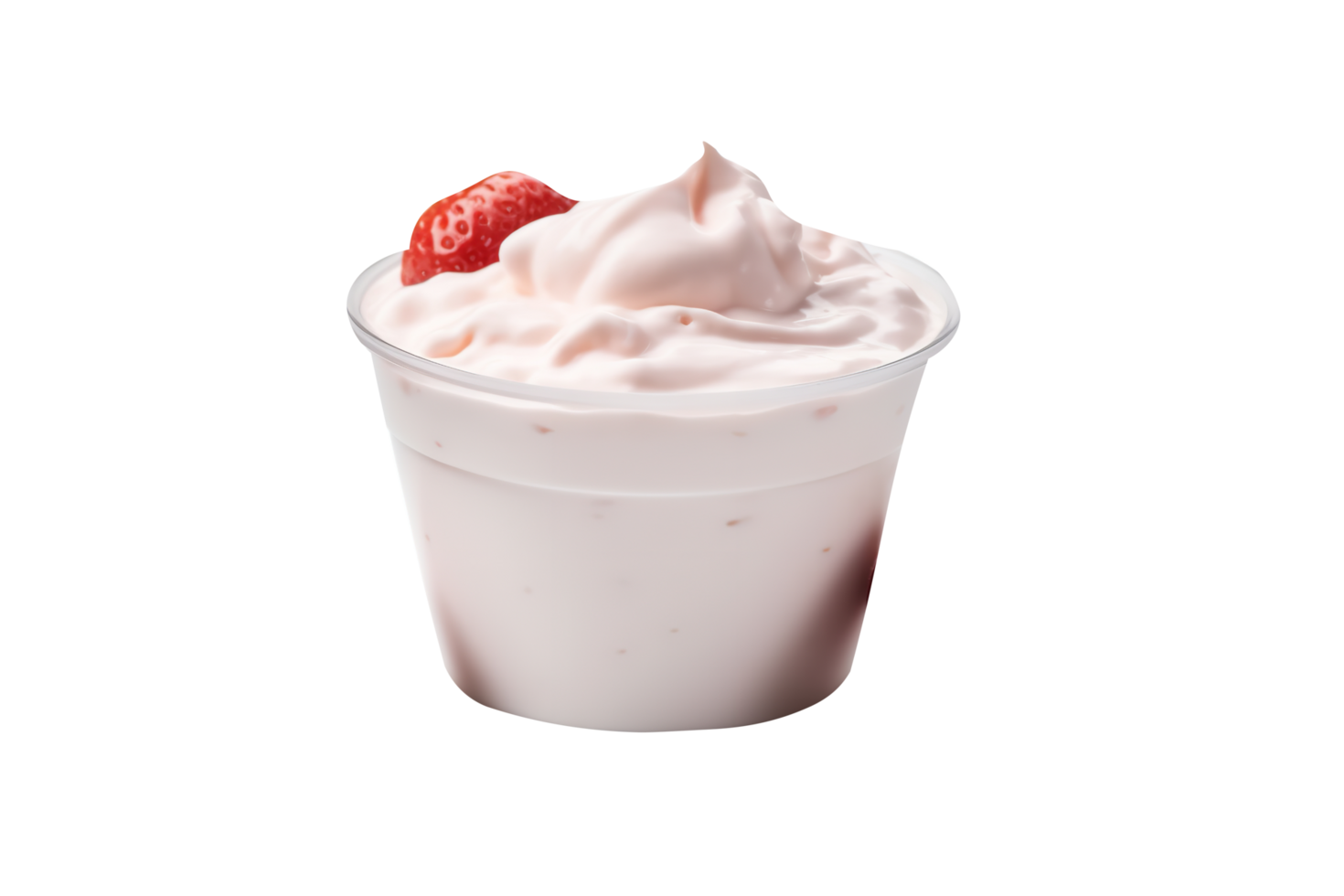 Bowl of strawberry yogurt on transparent background png