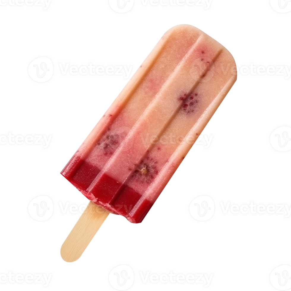 Tasty strawberry popsicle isolated on transparent background png