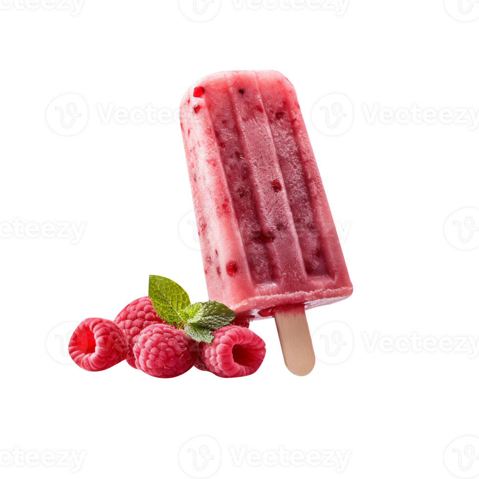 Tasty raspberry popsicle isolated on transparent background png
