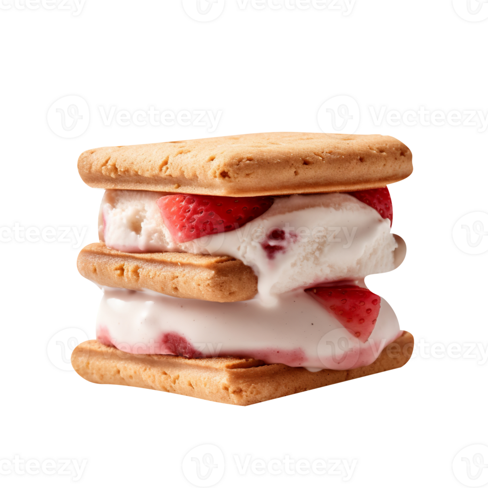 lecker Erdbeere Eis Sahne Sandwich isoliert auf transparent Hintergrund png