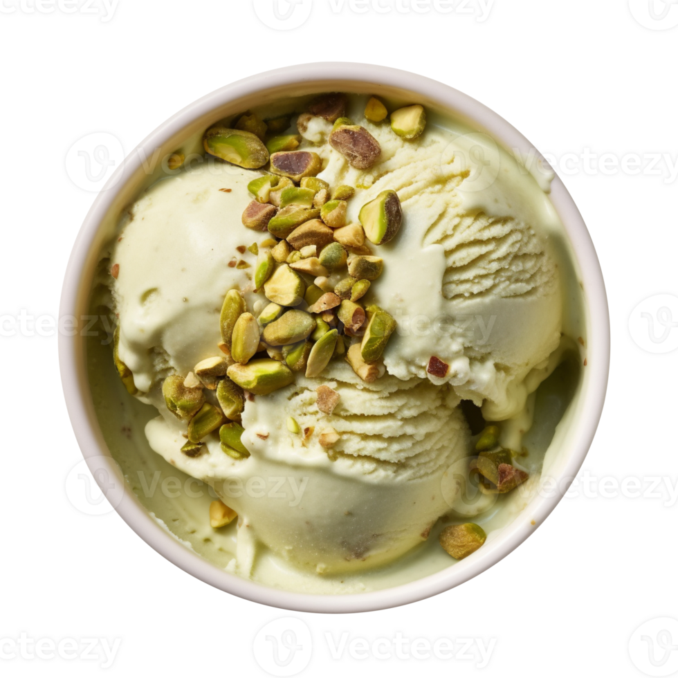 Tasty pistachio nuts ice cream isolated on transparent background png