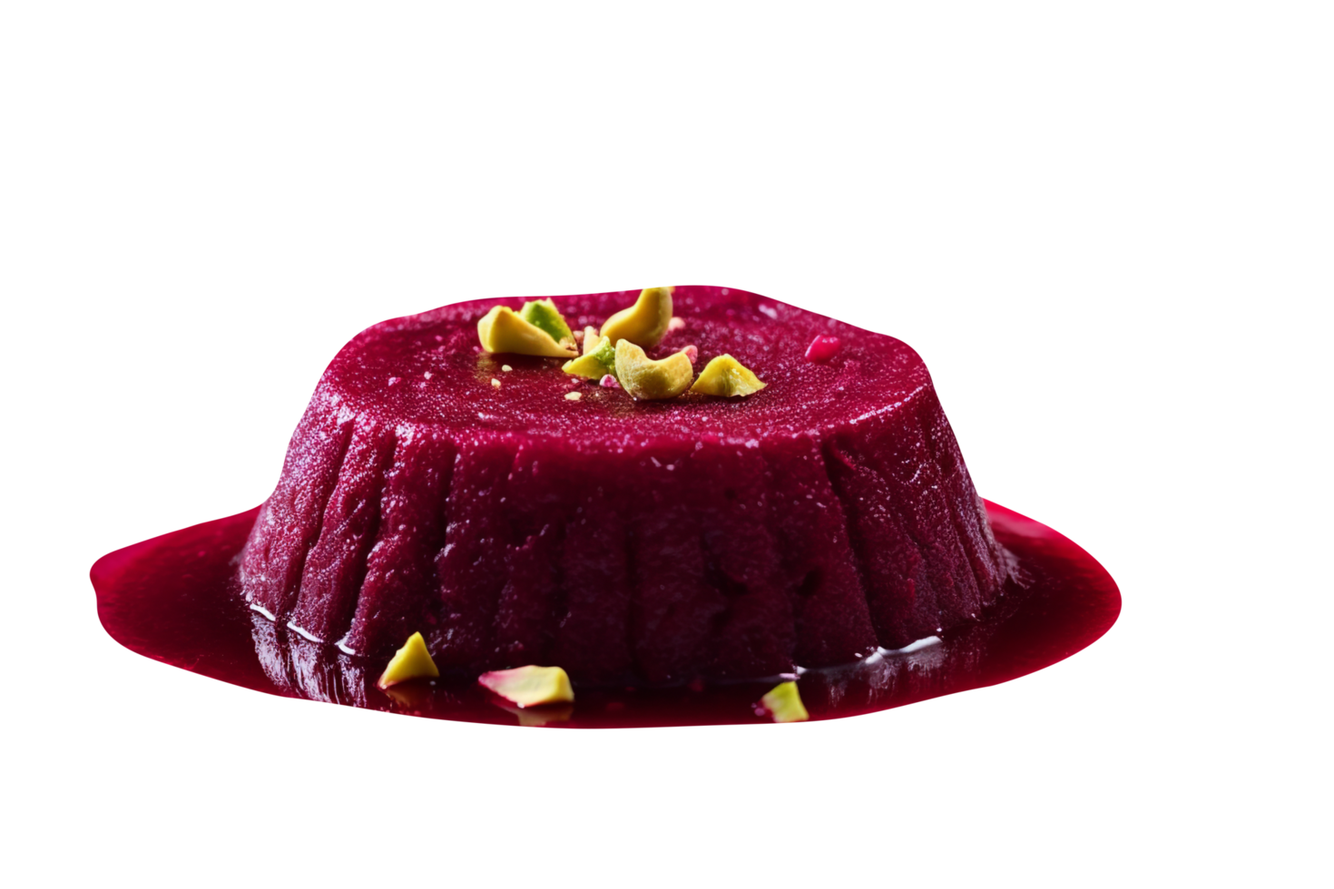 Homemade Beetroot Halwa with Pistachio garnish on transparent background png