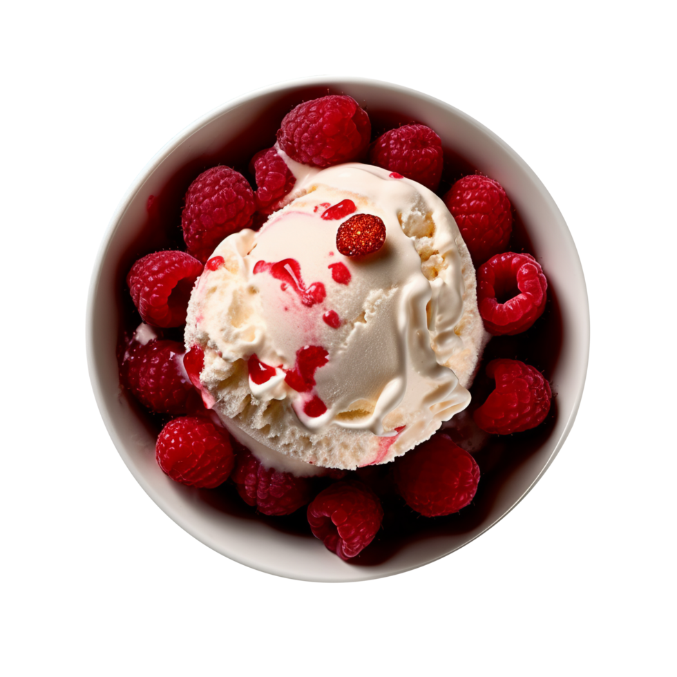 savoureux framboise la glace crème bol isolé sur transparent Contexte png