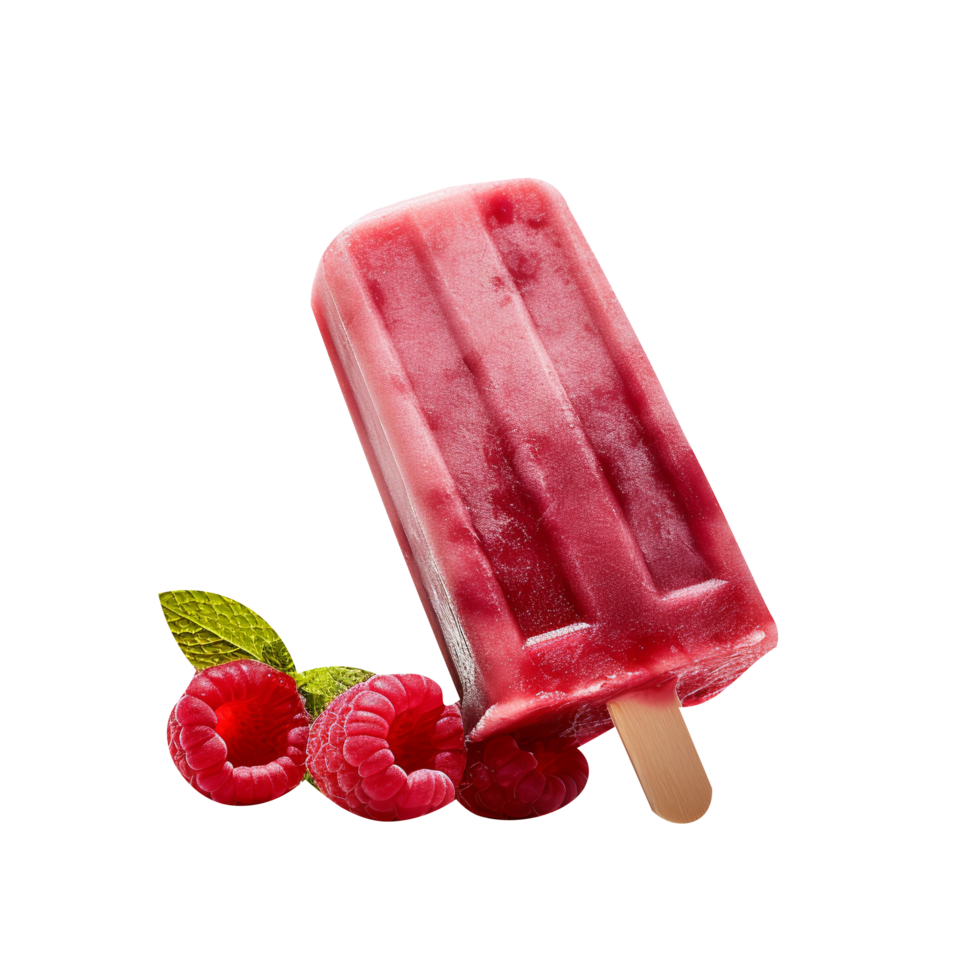 Tasty raspberry popsicle isolated on transparent background png