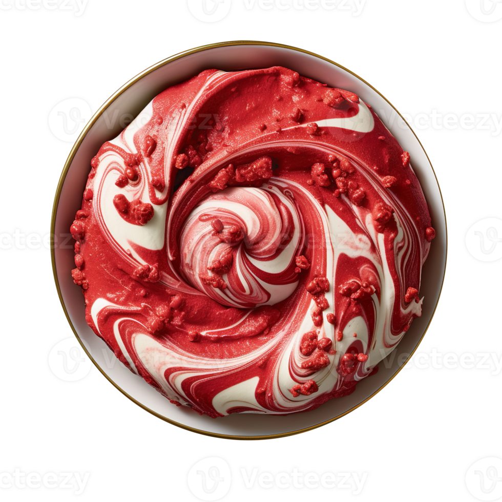 Tasty red velvet ice cream bowl isolated on transparent background png