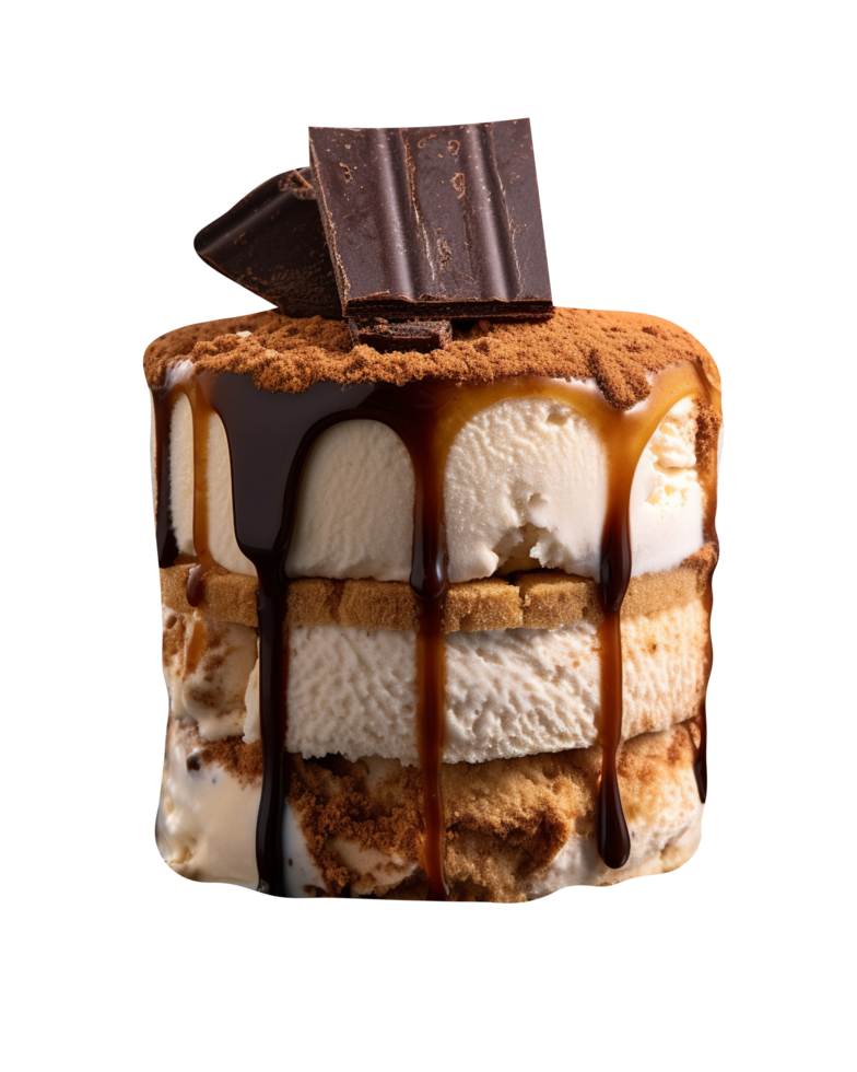 Tasty tiramisu ice cream sandwich isolated on transparent background png