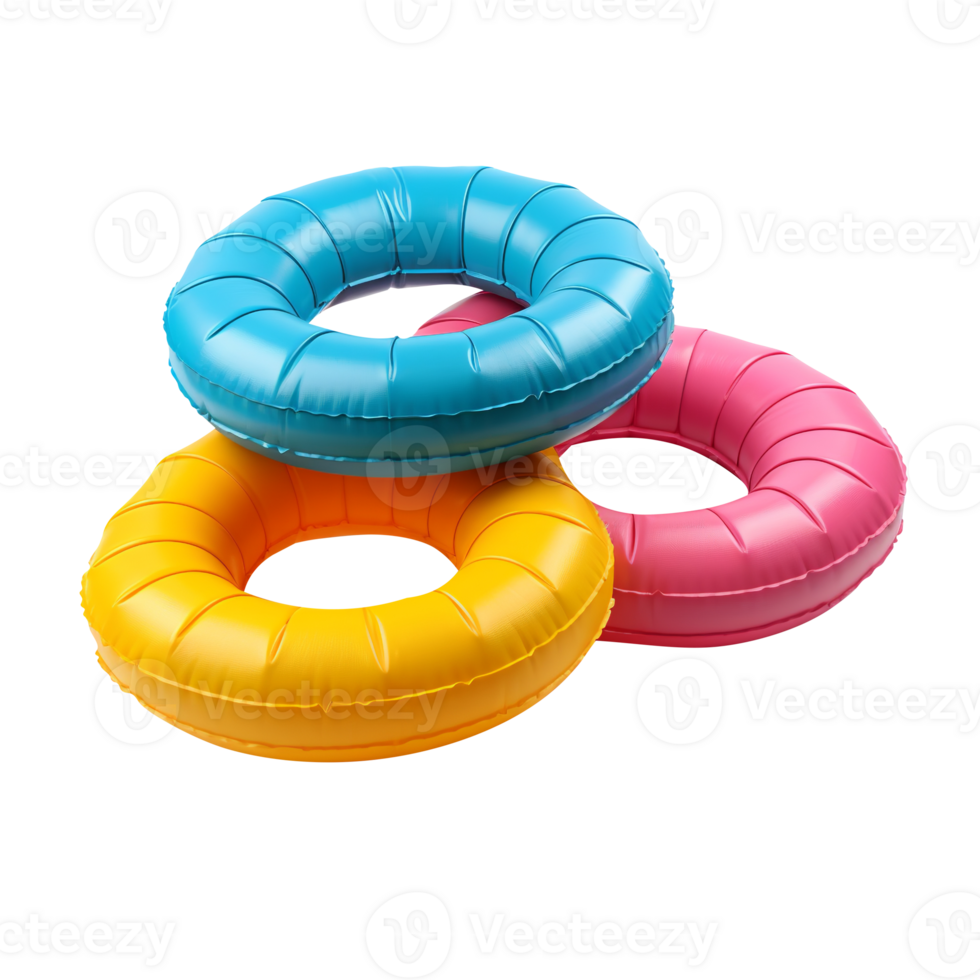Multi color inflatable floats isolated on transparent background png
