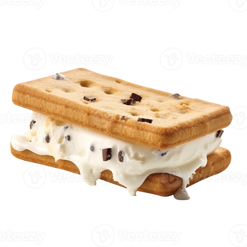 Tasty vanilla ice cream sandwich isolated on transparent background png